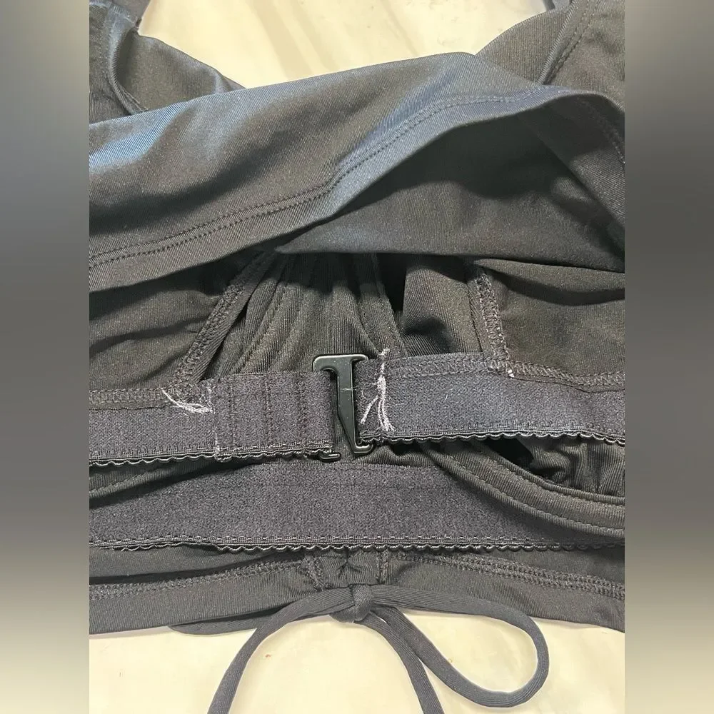 Coco Reef Elevate Bra Sized Shirred Front Underwire Bikini Top Modest Black Swim